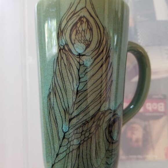 Peacock Feather Artsy Coffee Tea Mug - Picture 4 of 10
